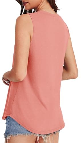 OFEEFAN Summer Tops for Women 2025 Vacation Women's Tank Tops Sleeveless Travel Outfits for Women Pink Shirts XL - Image 5