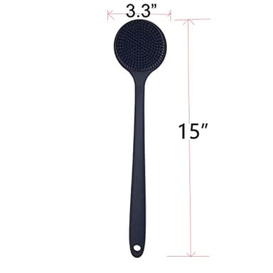 DNC Back Scrubber for Shower Soft Silicone Bath Body Brush with Long Handle (Black) - Image 4