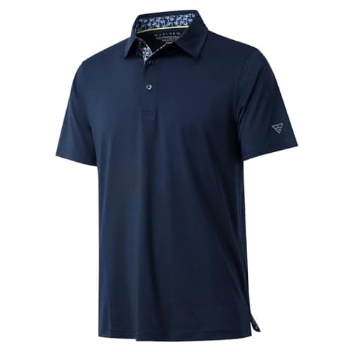 M MAELREG Golf Polo Shirts for Men Short Sleeve Performance Moisture Wicking Quick Dry Casual Collared Men’s Polo Shirts Navy - Image 1