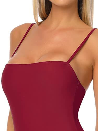 RELLECIGA Women's Wine Red High Cut Bandeau One Piece Swimsuits with Adjustable Shoulder Straps Size Small - Image 4