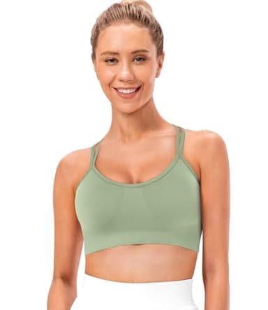 VEQKING Women's Cross Back Sports Bra Padded Strappy Medium Support Yoga Bra for Workout Fitness 3 Pack - Image 3