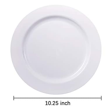bUCLA 100PCS White Plastic Plates-10.25inch Disposable Dinner Plates-Premium Party&Wedding Plates - Image 2