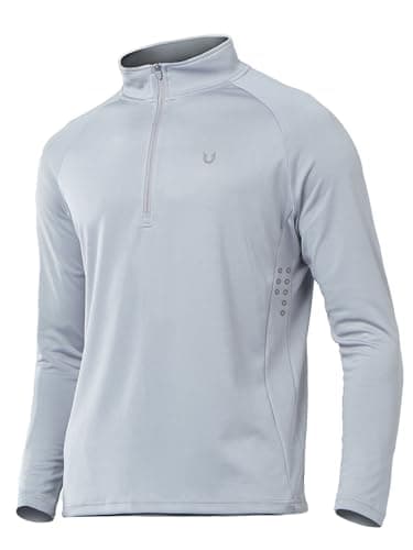 NORTHYARD Men's Running Shirt Long Sleeve Quarter Zip Pullover Moisture Wicking Quick Dry Athletic Workout Shirts LIGHTGRET-S Lightgrey - Image 1