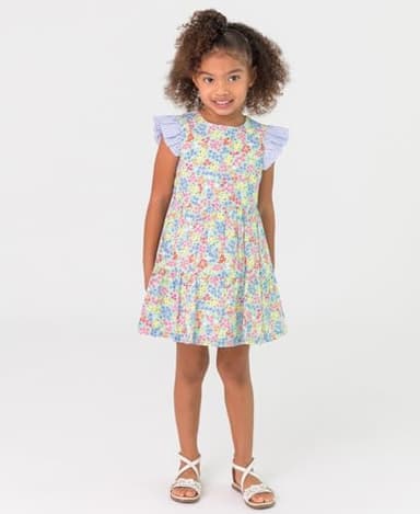 RuffleButts Petaling Around Flutter Sleeve Tiered Dress - 7 - Image 3