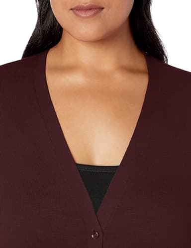 Amazon Essentials Women's Lightweight V-Neck Cardigan Sweater (Available in Plus Size), Burgundy, 2X - Image 7