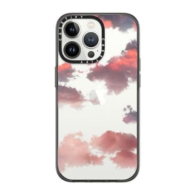 CASETIFY Compact iPhone 13 Pro Case [4 ft. 2X Military Grade Drop Protection/Slim/Lightweight] - Clouds (Red) - Clear Black - Image 1