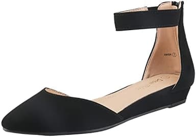 DREAM PAIRS Women's Low Wedge Round Toe Ankle Strap Dress Comfortable Casual Flats Shoes - Image 3