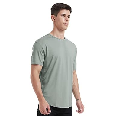 netdraw Men's Ultra-Soft Bamboo Viscose T-Shirt, Curved Hem Lightweight Cooling Cotton Blend Casual Tee, Sage/Olive Green/Smoke Blue, Large - Image 5