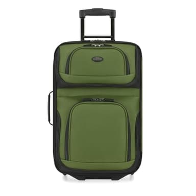 U.S. Traveler Lightweight Rolling 20" Carry On Luggage Softside Suitcase, Green, 2-Wheel Single - Image 2