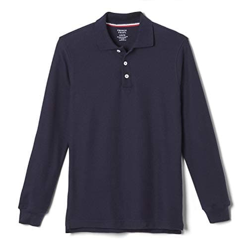 French Toast Boys Pique School Uniform With Long Sleeves For And Girls Polo Shirt, Navy, 14-16 US - Image 1