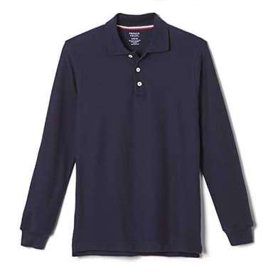 French Toast Boys Pique School Uniform With Long Sleeves For And Girls Polo Shirt, Navy, 14-16 US - Image 1