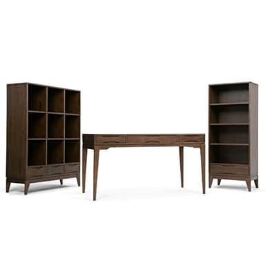 SIMPLIHOME Harper Desk - 60-Inch Wide Solid Hardwood Writing Desk in Walnut Brown, Mid-Century Modern Home Office Computer Table for Workspace or Study with 2 Drawers and Flip-Down Keyboard Tray - Image 11