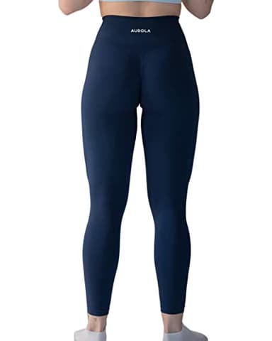 Seamless Scrunch Legging Women Yoga Pants 7/8 Tummy Control Workout Running for Workout Fitness Sport Active Ankle Legging-25'' (L, Tuxedo Blue) - Image 2