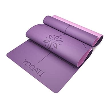 YOGATI Yoga Mat with Alignment Lines. Exercise mat with carry strap. Pilates mats for yoga or Fitness. Non slip Workout Mat. Thick Yoga Mats for women and men. Gym mats for home. Yoga matt thick. - Image 7