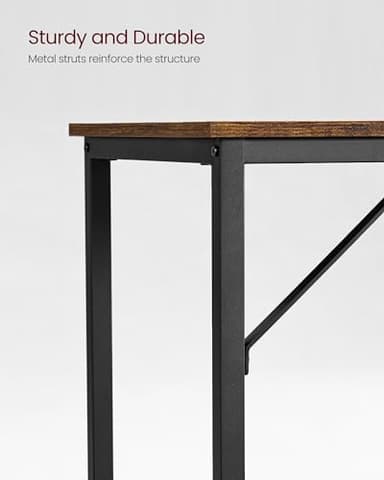VASAGLE Computer Desk, Gaming Desk, Home Office Desk, for Small Spaces, 19.7 x 39.4 x 29.9 Inches, Industrial Style, Metal Frame, Rustic Brown and Black ULWD41X - Image 5