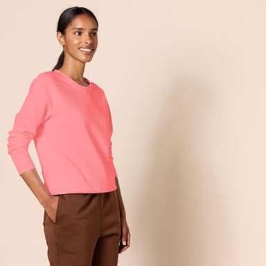 Amazon Essentials Women's Fleece Crewneck Pullover Sweatshirt (Available in Plus Size), Coral Pink, Medium - Image 2