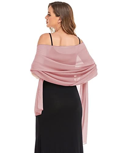 Pukguro Shawls and Wraps for Evening Dresses Sheer Chiffon Women Elegant Soft Silky Wraps Wedding Bridal Scarf Dusty Rose 79 * 18'' - Image 1