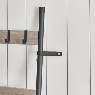 HOOBRO Blanket Ladder, 6-Tier Towel Rack with Hooks, Wall-Leaning Blanket Rack, Decorative Display Ladder Shelf, Scarves, Industrial, Living Room, Bedroom, Black and Greige BG66CJ01 - Image 8
