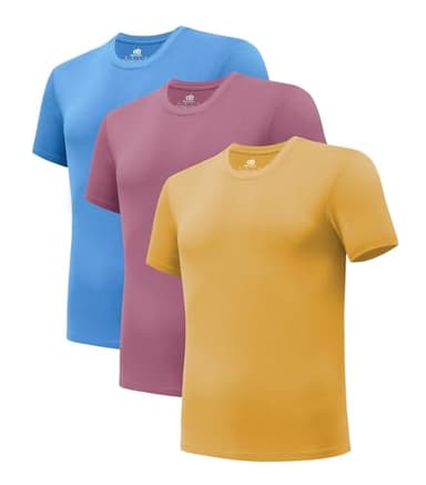 DAVID ARCHY Men's Undershirt Bamboo Rayon Moisture-Wicking T-Shirts Stretch Crewneck Tees for Men, 3-Pack (XL, Parisian Blue/Dusky Orchid/Gold) - Image 1