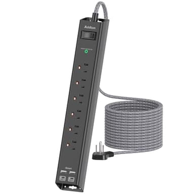 Surge Protector Power Strip 15 Ft Cord, Ultra Thin Flat Extension Cord with 6 Outlets 4 USB Ports(2 USB C), Flat Plug Power Strip, 15 Ft Long Power Cord, Home Office College Dorm Room Essentials - Image 1