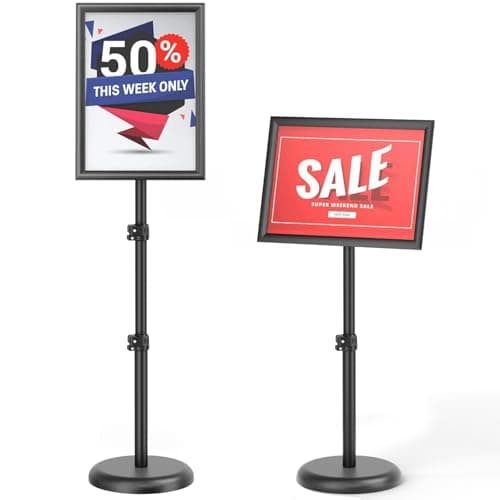 Sign Holder,8.5x11 inch Telescopic Adjustable Floor Sign Stand - Aluminum Openable Frame, 360° Rotatable, Suitable for Vertical and Horizontal Display - Perfect for Malls, Schools, Restaurants - Image 1