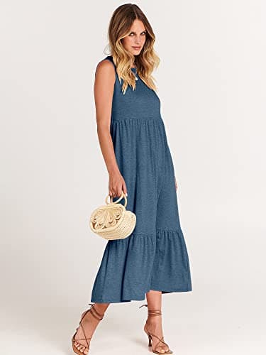 ANRABESS Women Summer Casual Sleeveless Crewneck Sundress Aline Flowy Tiered Maxi Long Beach Dress Vacation Outfits XX-Large Blue - Image 7