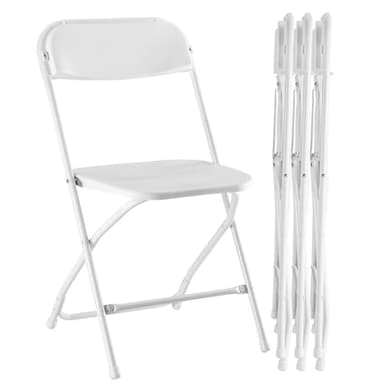 DUMOS 4 Pack Folding Chairs, Plastic Chairs with 330-Pound Capacity, Sturdy Metal Frame, Easy to Fold and Store, Comfortable for Indoor & Outdoor Use, Perfect for Home, Office, and Parties, White - Image 1