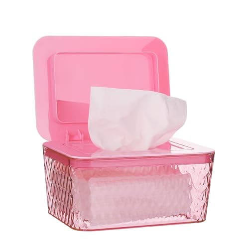 Whiidoom Wipes Dispenser, One-Handed Operation Wipe Holder for Baby & Adult, Seal-Designed Wipes Container for Bathroom Keep Diaper Wipes Fresh (Pink) - Image 1
