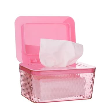 Whiidoom Wipes Dispenser, One-Handed Operation Wipe Holder for Baby & Adult, Seal-Designed Wipes Container for Bathroom Keep Diaper Wipes Fresh (Pink) - Image 1