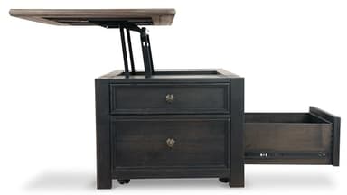 Signature Design by Ashley Tyler Creek Rustic Farmhouse Lift Top Coffee Table with Drawers, Brown & Black - Image 11