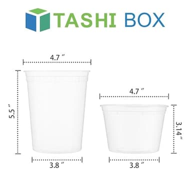 TashiBox Deli Food Containers with Lids 48 Sets (16 & 32 oz 24 Each) - Plastic Food Storage Containers - Clear Disposable Meal Prep Containers, BPA Free, Leakproof, Microwave and Freezer Safe - Image 3