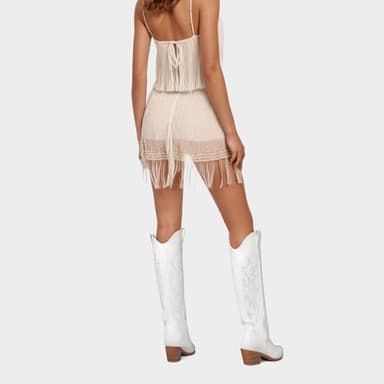 Cowboy Boots for Women Knee High Wide Calf Cowgirl Boots Embroidered Chunky Heels Pointed Toe Long Tall Western Boot Pull On (White, Size 10) - Image 5