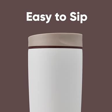 Owala SmoothSip Slider Insulated Stainless Steel Coffee Tumbler, Reusable Iced Coffee Cup, Hot Coffee Travel Mug, BPA Free 20 oz, Tan/White (Vanilla Bean) - Image 2