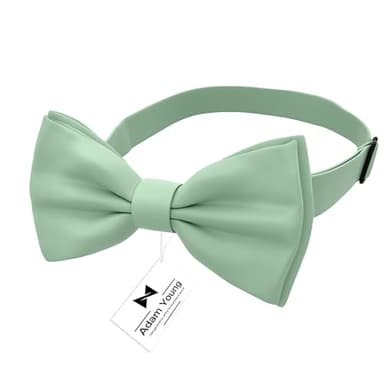 Adam Young Boy's Green Fern Bow Tie Pre-Tied Style Formal Satin Classic Bowtie for Tuxedo Faux Silk (Medium, Deep Sage) - Image 2