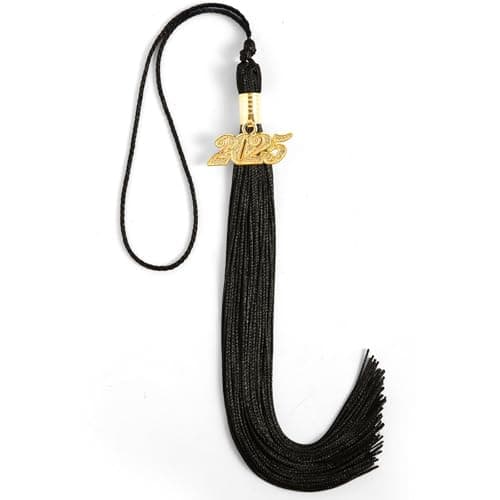 2025 Tassel Graduation, Graduation Tassel 2025, 9" Size with 2025 Year Charm, Premium Silk Thread & Metal Charm, Commemorative Keepsake for Class of 2025 (Black) - Image 1