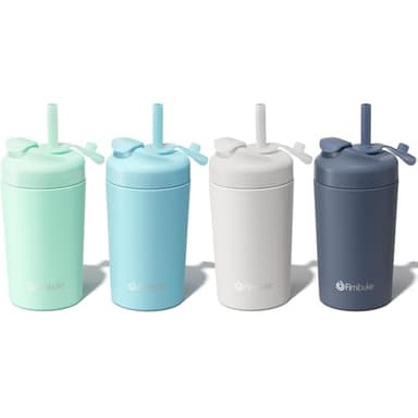 Fimibuke Kids & Toddler Cups, 10 OZ Spill Proof Straw Cups for Toddlers, 4 Pack Leak-Proof Kid Insulated Tumbler with Screw-On Lid & Silicone Straw with Stopper, Stainless Steel Sippy Cup for Girl Boy - Image 1