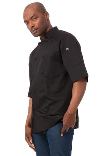 Chef Works Men's Montreal Cool Vent Chef Coat, Black, Large - Image 1