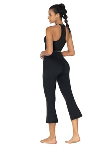 Sunzel Sunzfly Mini Flare Capris Leggings for Women, High Waist Bootcut Yoga Pants, Tummy Control Cropped Flared Workout Pant 21" Black X-Large - Image 5