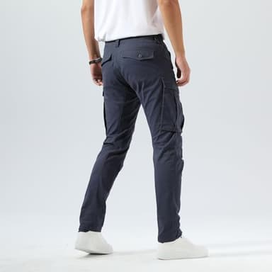 Plaid&Plain Men's and Women's Pacific Blue Cargo Pants - Slim Fit, 3D Shape, Articulated Knees, Stretchy Fabric C804 Pacific Blue 34WX30L - Image 9