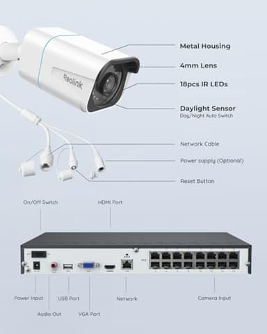 REOLINK 4K Security Camera System, RLK16-800B8 8pcs H.265 PoE Wired with Person Vehicle Detection, 8MP/4K 16CH NVR with 4TB HDD for 24-7 Recording - Image 8