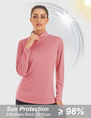 MAGCOMSEN Women's Shirts Long Sleeve 1/4 Zip UPF50+ UV Sun Protection Quick Dry Workout Hiking Athletic Shirts Rash Guard - Image 4
