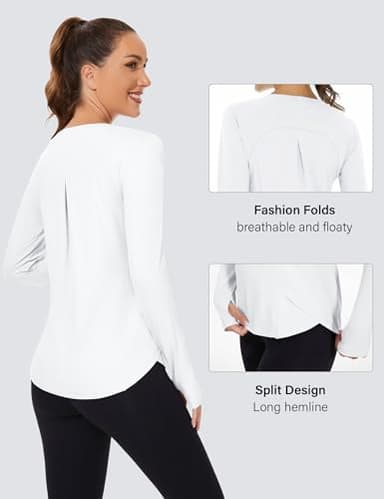 Rapbin UPF 50+ Sun Protection Shirts for Women Long Sleeve Crew Neck Quick Dry Tops Summer Wicking Lightweight Soft Clothing (White,S) - Image 4