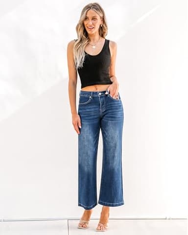 GRAPENT Cute Fall Outfits Casual 90s Dark Blue Petite Jeans Women's Size L 12 14 - Image 4