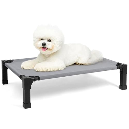 Heeyoo Elevated Dog Bed, Cooling Raised Pet Cot with Chew Proof Washable Breathable Mesh and Metal Frame, Portable Dog Cot Bed with No-Slip Feet for Outdoor or Indoor Use - Image 1