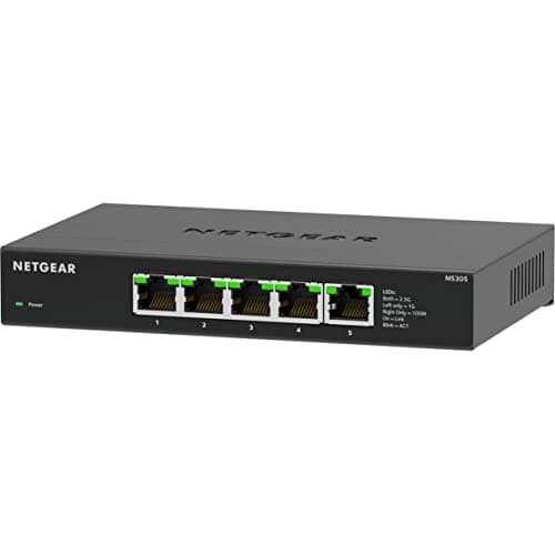NETGEAR 5-Port Multi-Gigabit Ethernet Unmanaged Essentials Network Switch (MS305) - with 5 x 1G/2.5G, Desktop or Wall Mount, and Limited 3 Year Protection - Image 1