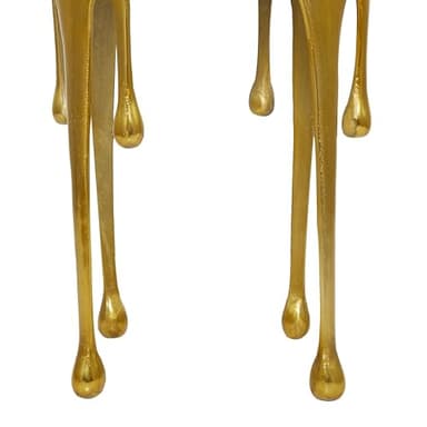 Deco 79 Aluminum Metal Abstract Melting Drip Accent Table with Melting Design and Shaded Glass Top, 16' x 16' x 25', Gold - Image 8