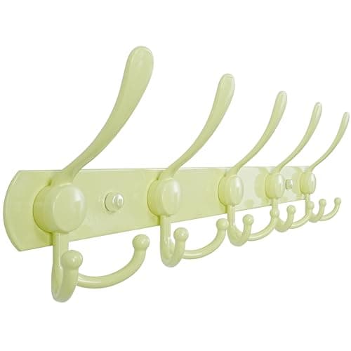 Dseap Coat Rack Wall Mounted - 5 Tri Hooks, Heavy Duty, Stainless Steel, Metal Coat Hook Rail for Coat Hat Towel Purse Robes Mudroom Bathroom Entryway, Yellow - Image 1