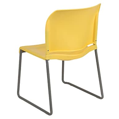 Flash Furniture HERCULES Series 5 Pack 880 lb. Capacity Yellow Full Back Contoured Stack Chair with Gray Powder Coated Sled Base - Image 8