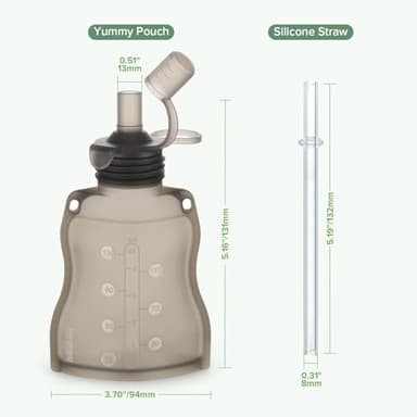 Haakaa Yummy Pouch Reusable Baby Food Pouch, Baby Food Storage Kids Squeezable Pouch, Washable Freezer - Make Homemade Organic Food for Babies/Toddlers, 4oz, 2 Pack,6m+ - Image 3