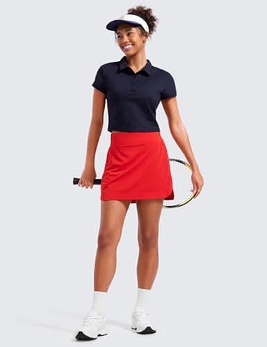 CRZ YOGA High Waisted Golf Skirts for Women A Line Tennis Athletic Casual Skort with Inner Shorts Pockets Deep Red Medium - Image 3